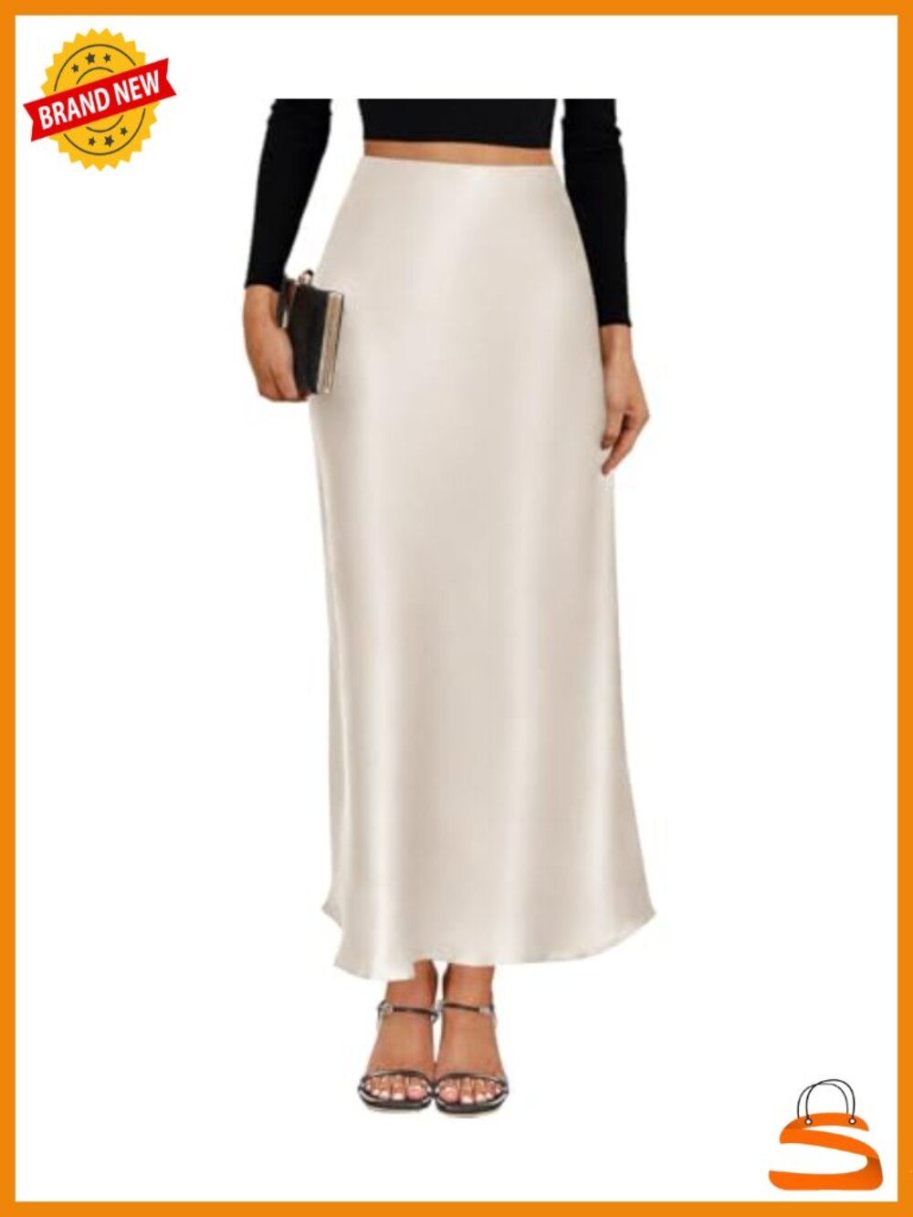 Satin High Waisted Maxi Skirt A-Line Spring Summer Long Skirts